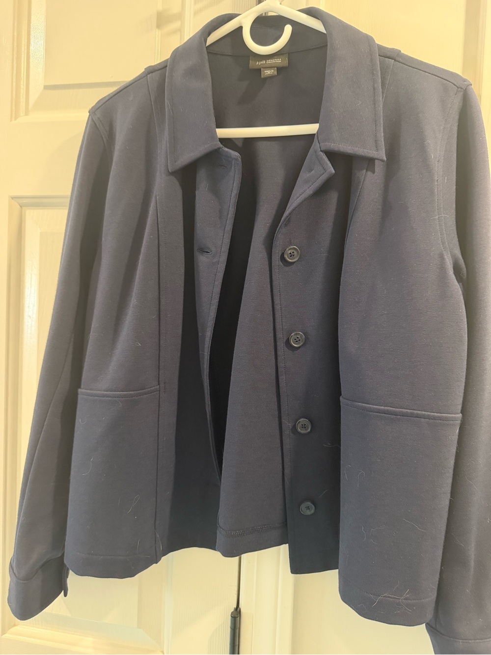 J. Jill Women's Navy Button-Front Blazer Jacket